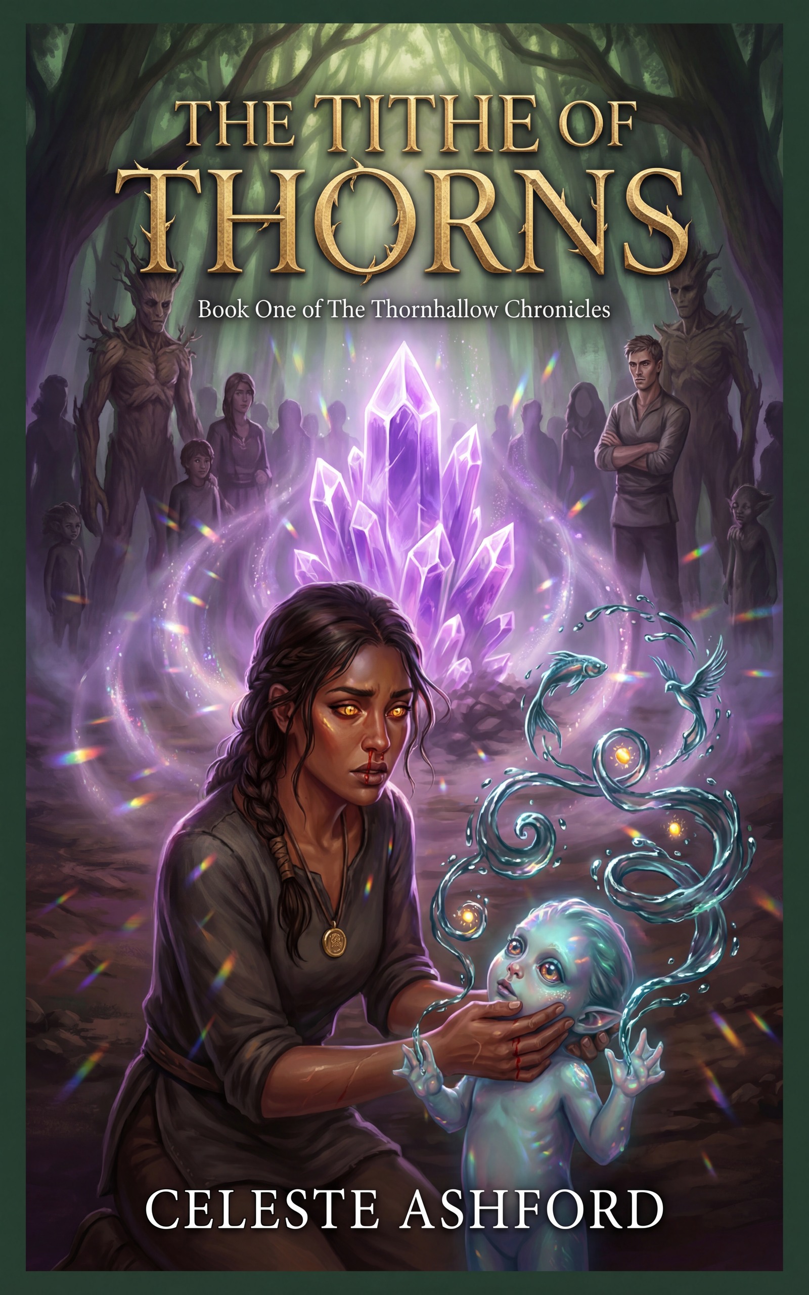 The Tithe of Thorns book cover — dark political romantasy with thorned imagery